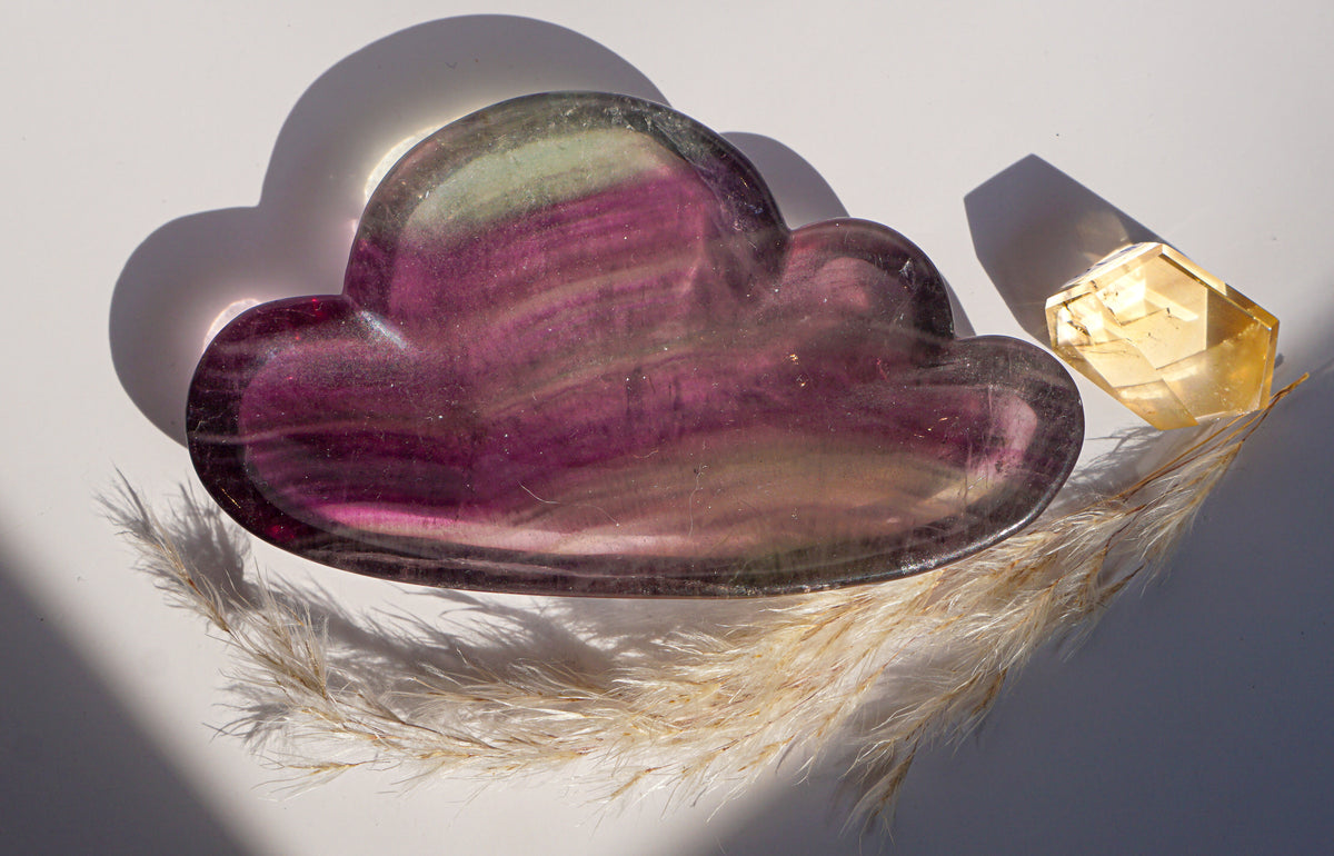 Rainbow Fluorite Cloud Dish | Purple & Green | Wonder Gems