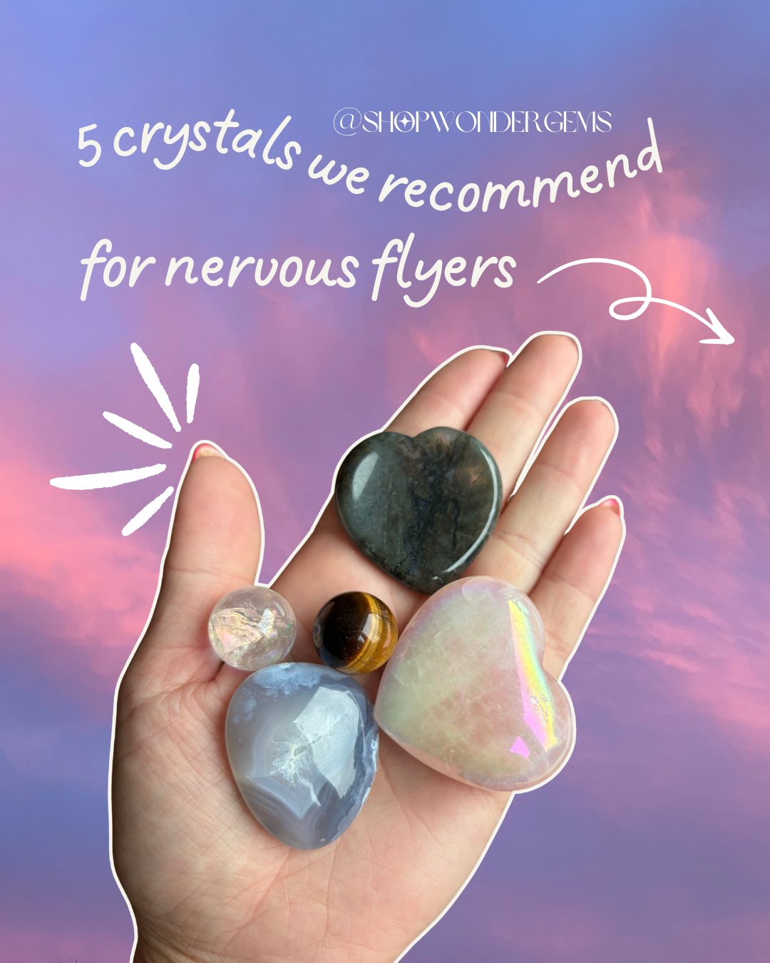Anxious Flyer Crystal Kit - Anti Anxiety Nervous Traveller Crystal Kit