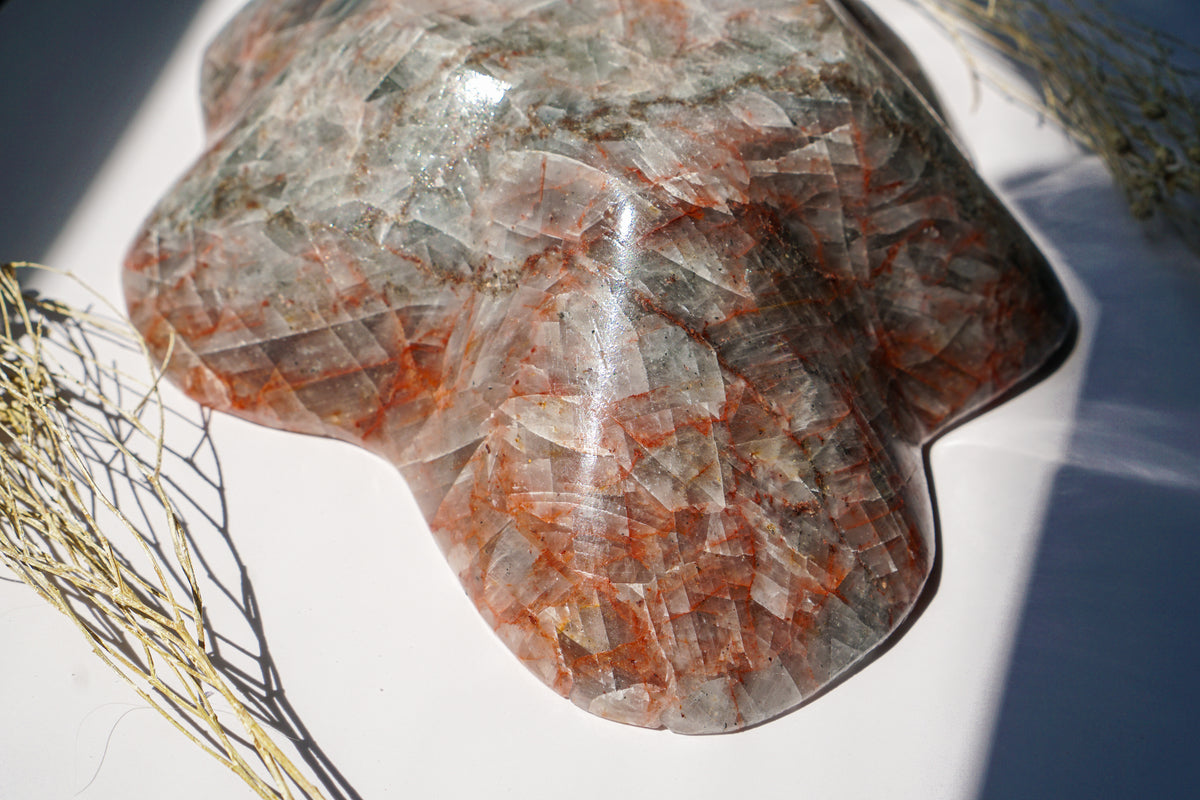 Blue Calcite Hematite Bowl | Hand Carved Crystal Decor | Wonder Gems