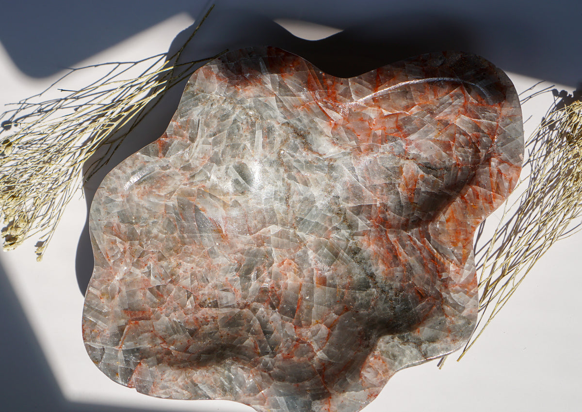 Blue Calcite Hematite Bowl | Hand Carved Crystal Decor | Wonder Gems