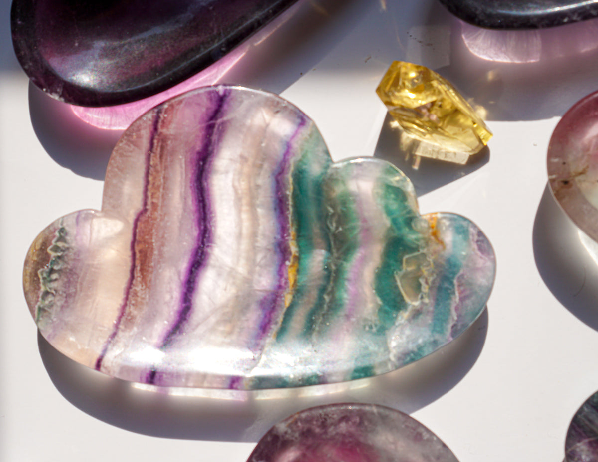 Rainbow Fluorite Cloud Dish | Purple & Green | Wonder Gems