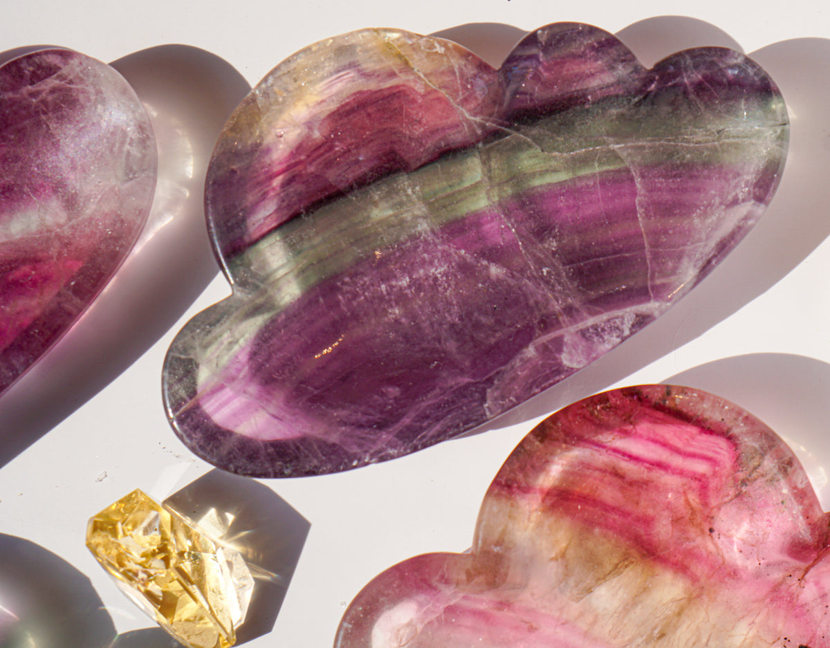 Rainbow Fluorite Cloud Dish | Purple & Green | Wonder Gems
