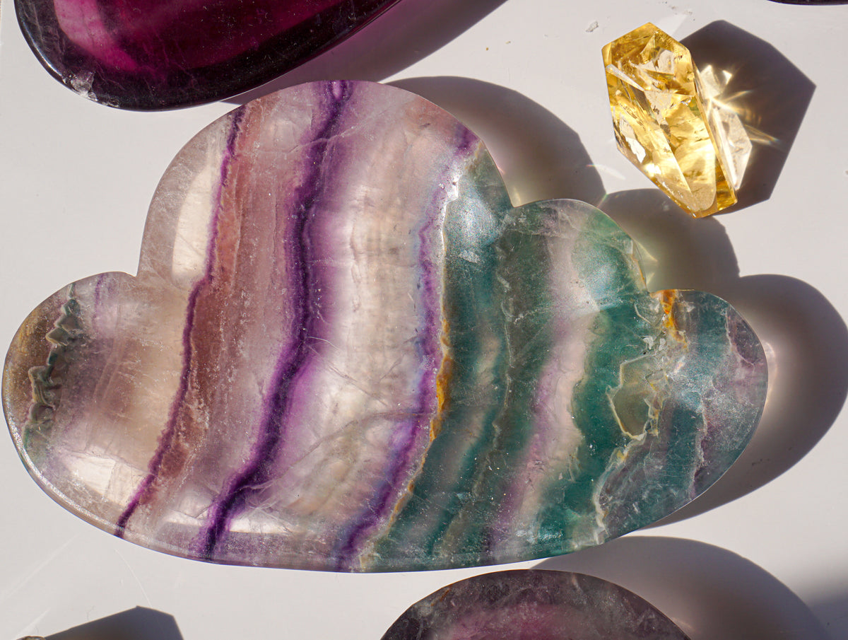 Rainbow Fluorite Cloud Dish | Purple & Green | Wonder Gems
