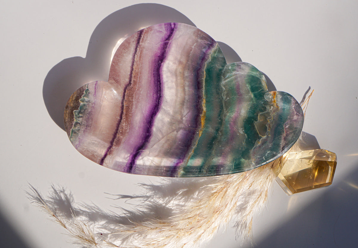 Rainbow Fluorite Cloud Dish | Purple & Green | Wonder Gems
