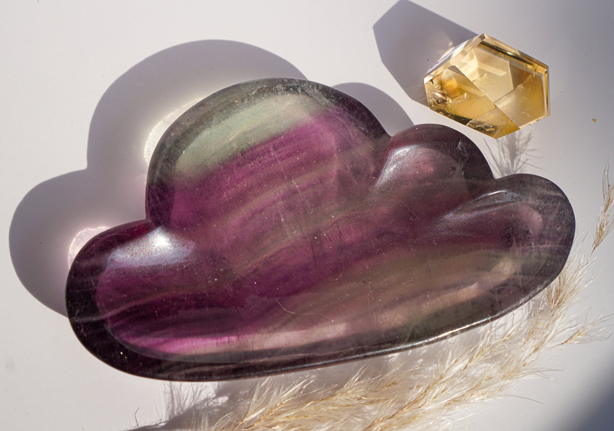 Rainbow Fluorite Cloud Dish | Purple & Green | Wonder Gems