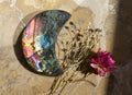 Rainbow Sunset Labradorite Moon Palm Stone - Natural Finland Healing Crystal