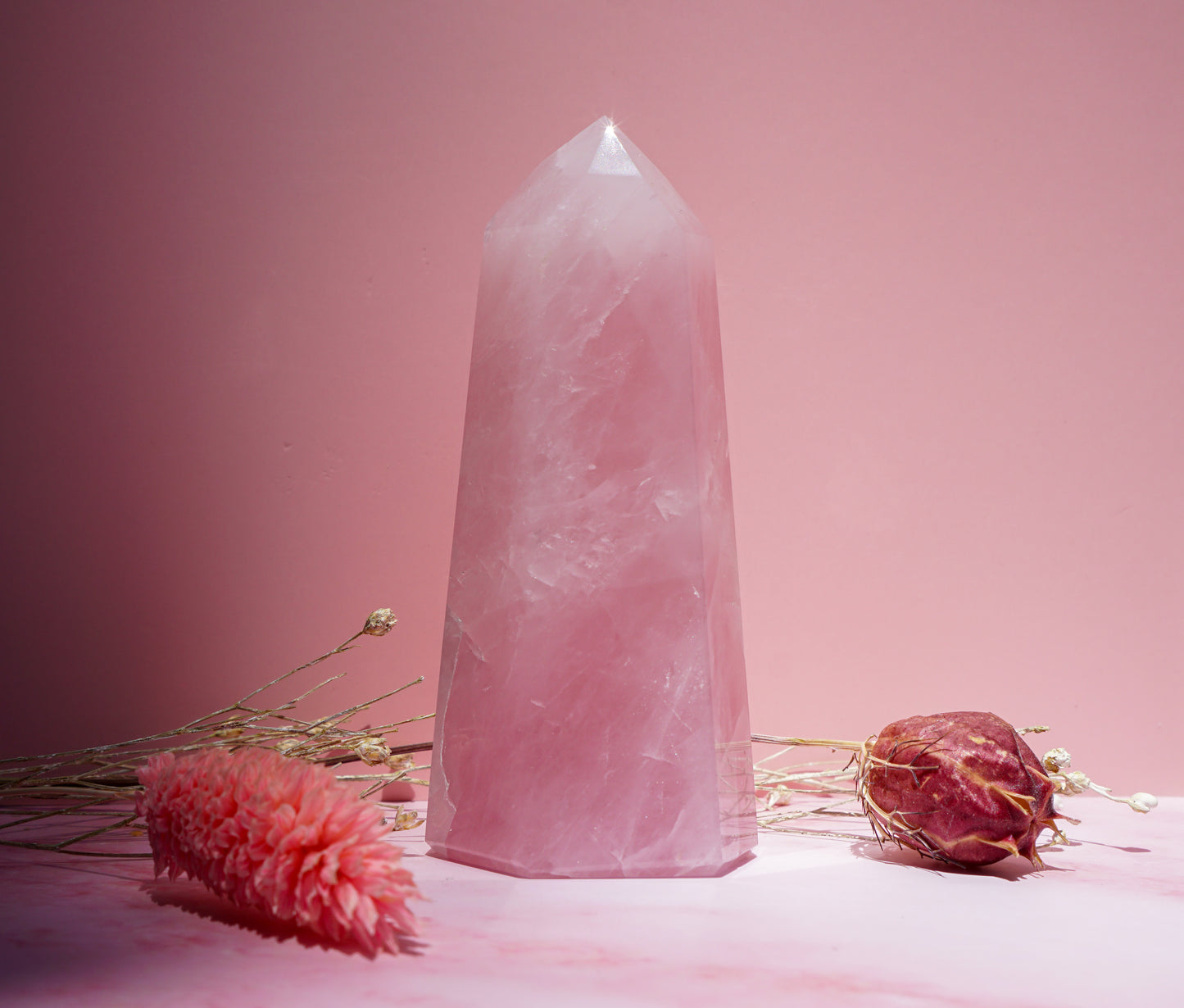 Rose Quartz Tower - Hand Polished | Wonder Gems
